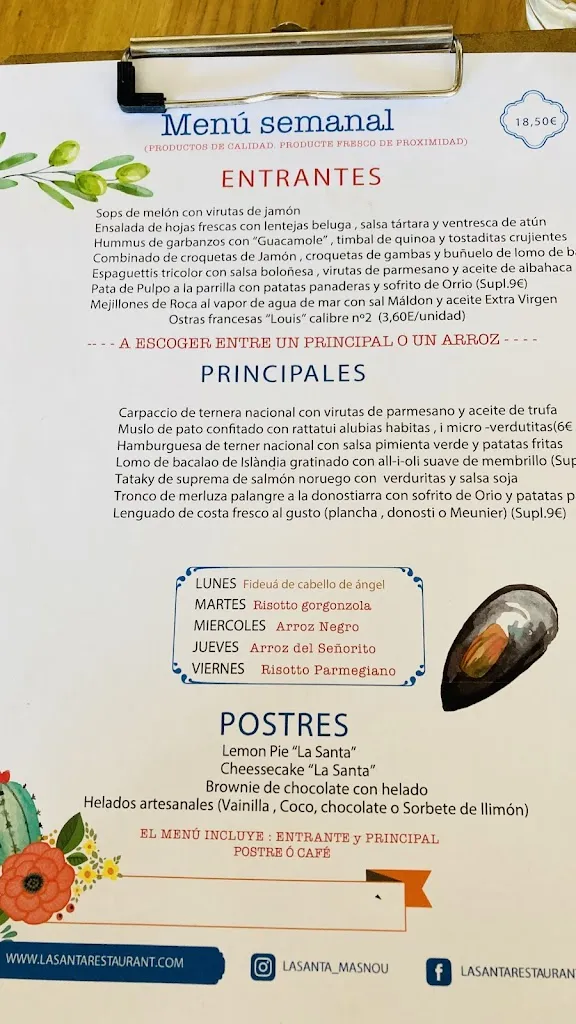 Menu_La Santa Restaurant_Masnou El_image_1