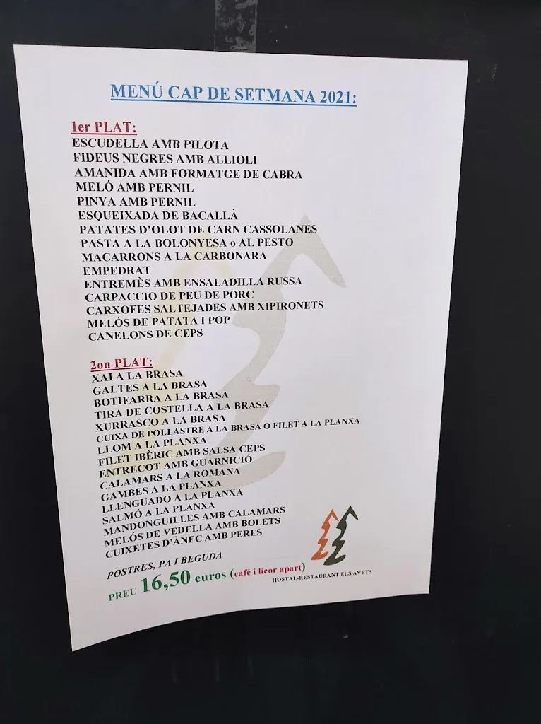 Menu_Hostal Restaurant Els Avets_Masies de Voltregà Les_image_1