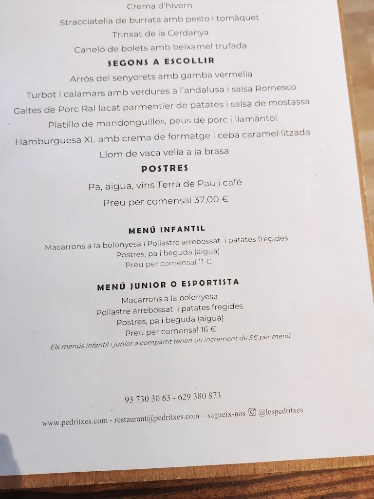 Menu_Pedritxes Restaurant_Matadepera_image_1