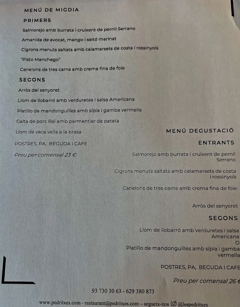 Menu_Pedritxes Restaurant_Matadepera_image_3