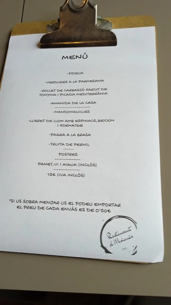 Menu_Cafeteria Restaurant Moianès_Moià_image_3
