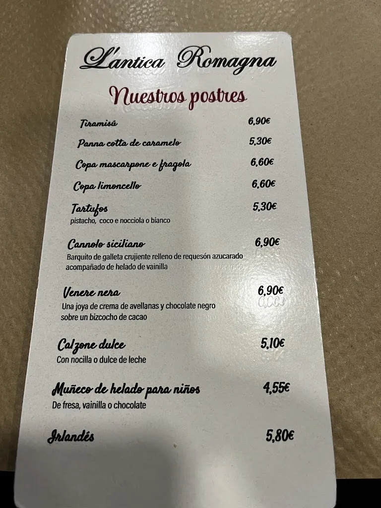 Menu_Pizzeria L'Antica Romagna_Martorell_image_1
