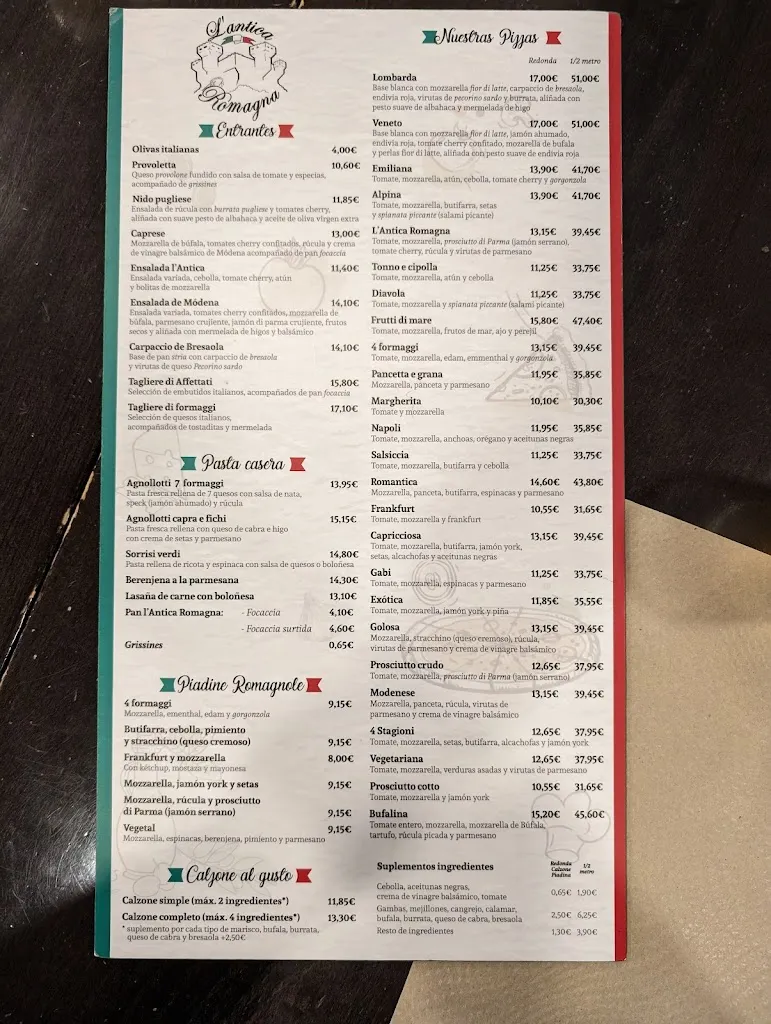 Menu_Pizzeria L'Antica Romagna_Martorell_image_3