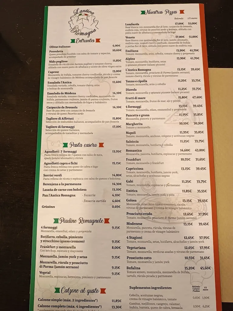 Menu_Pizzeria L'Antica Romagna_Martorell_image_4