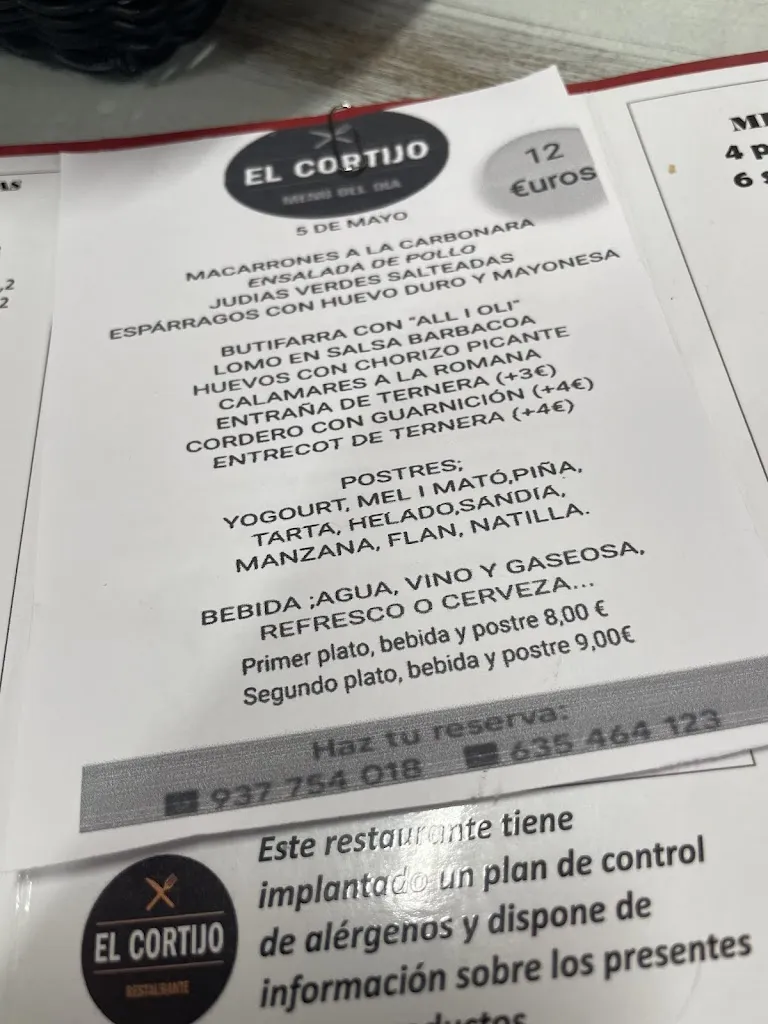 Menu_Restaurant El Cortijo_Martorell_image_4