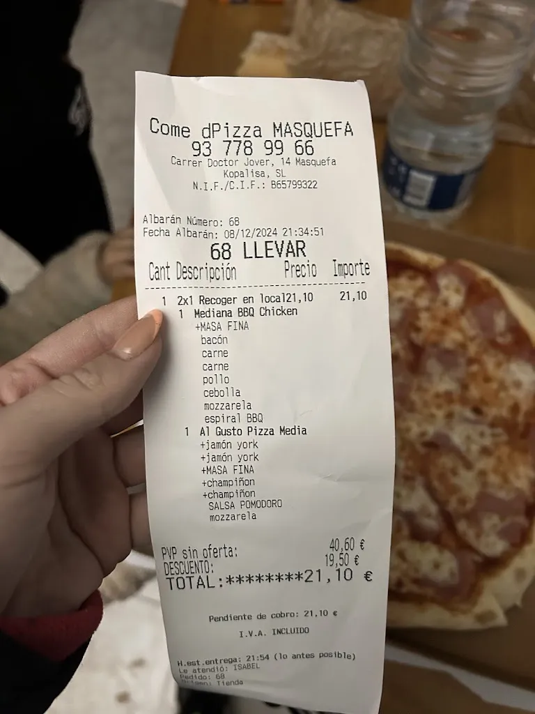 Laura Moreno López_Come dPizza Masquefa_Masquefa_review