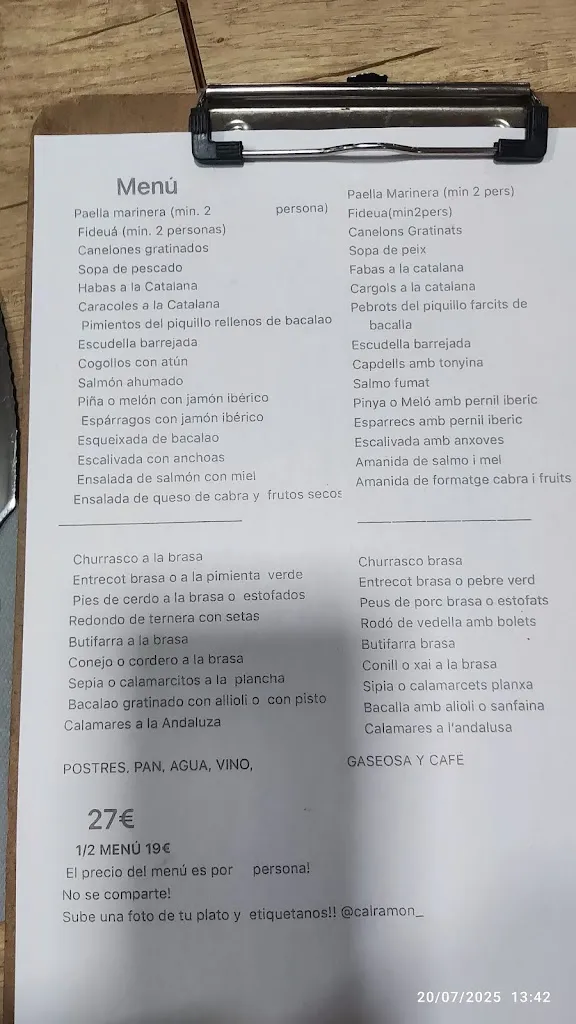 Menu_Restaurant Cal Ramon_Masquefa_image_1