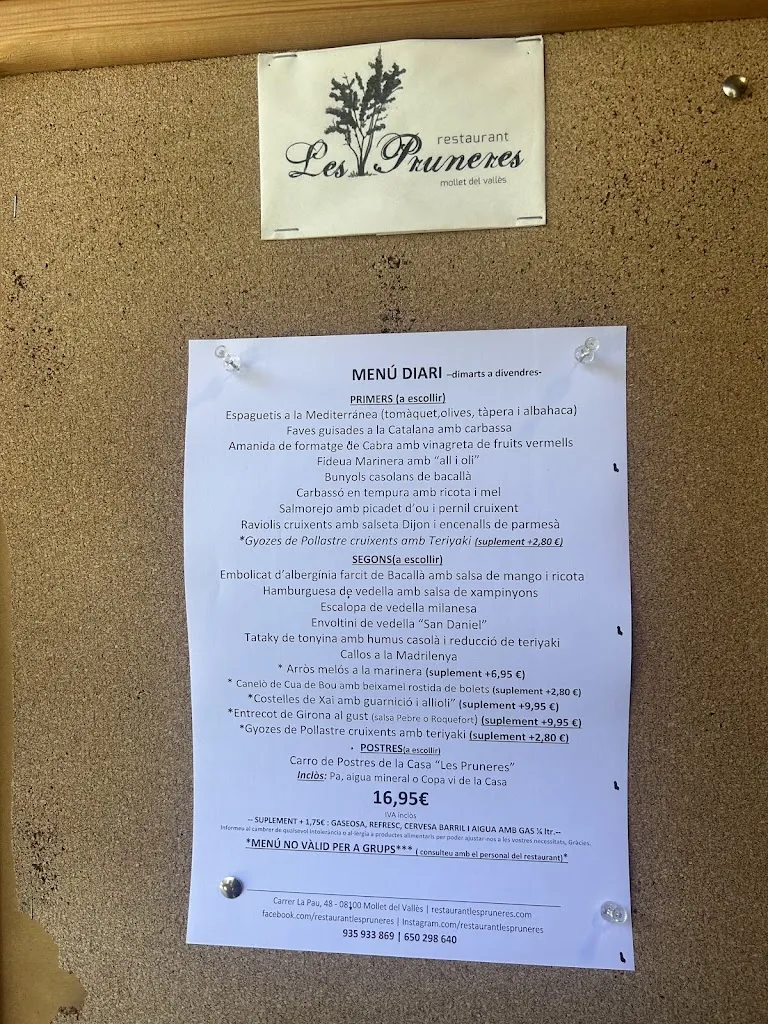 Menu_Les Pruneres Restaurant_Martorelles_immagine_1