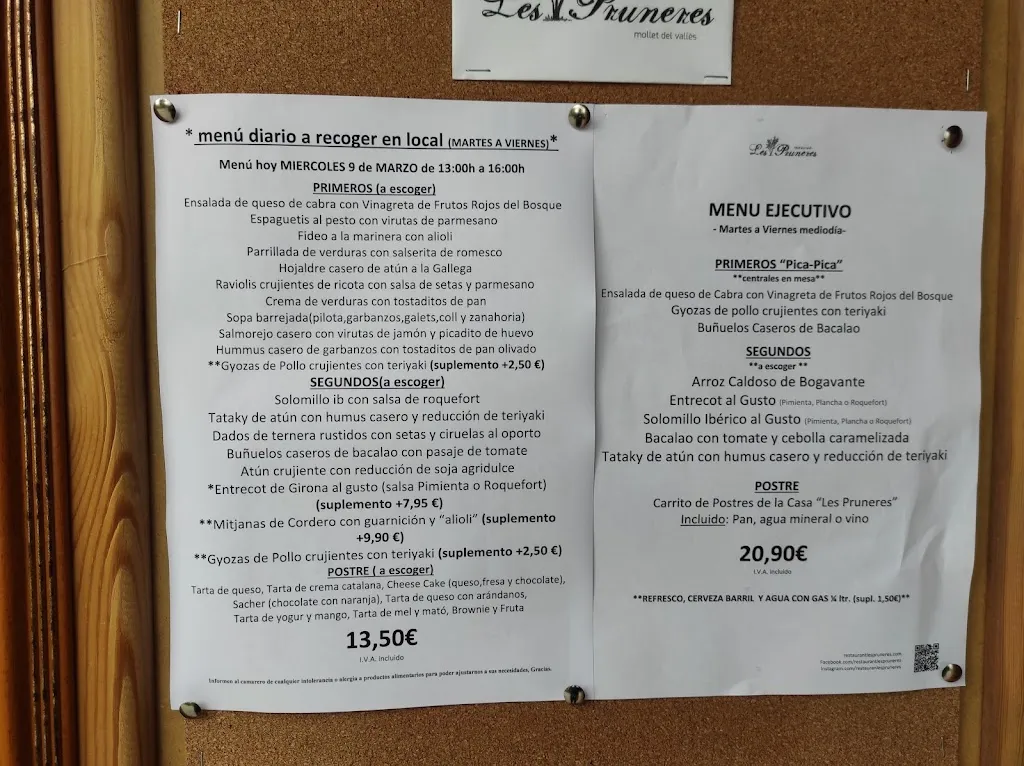 Menu_Les Pruneres Restaurant_Martorelles_immagine_3