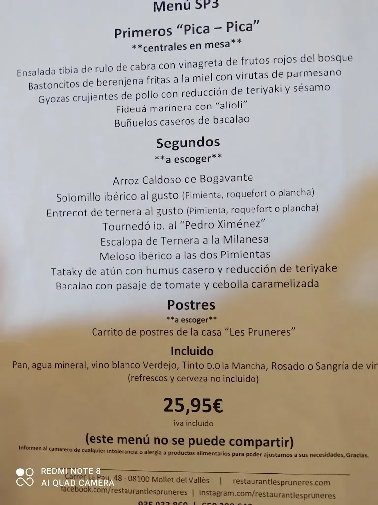 Menu_Les Pruneres Restaurant_Martorelles_immagine_4