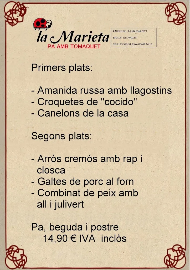 Menu_Restaurant La Marieta_Martorelles_image_2
