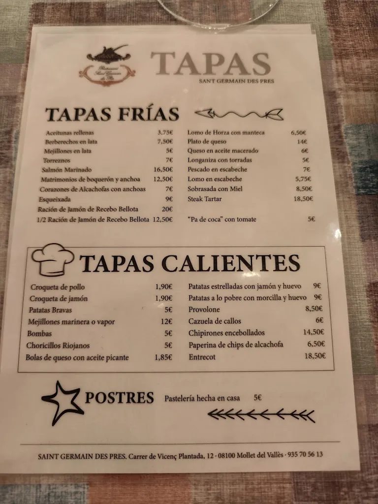 Menu_Saint Germain Des Près_Martorelles_immagine_1