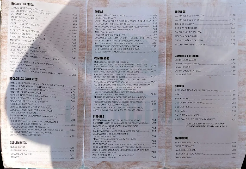 Menu_La Encina Ham Factory_Oleiros_image_1