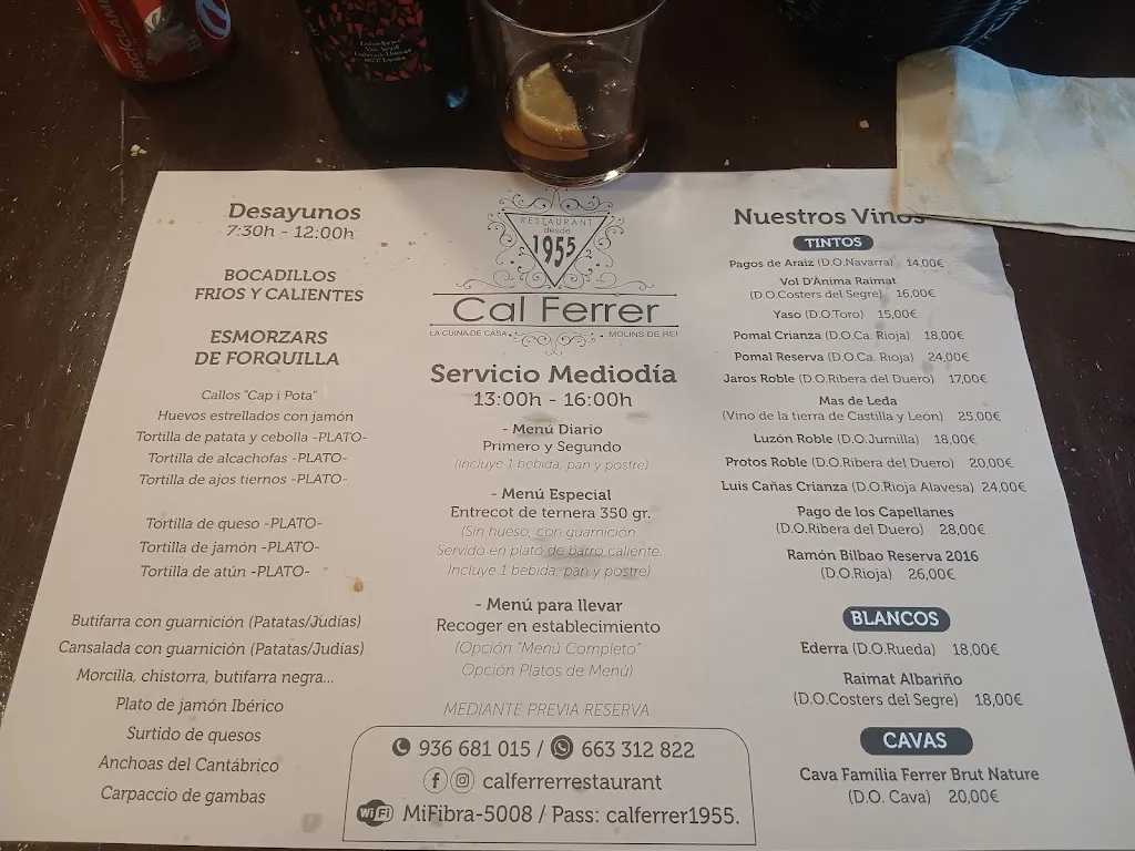 Menu_Restaurant Cal Ferrer_Molins de Rei_immagine_2