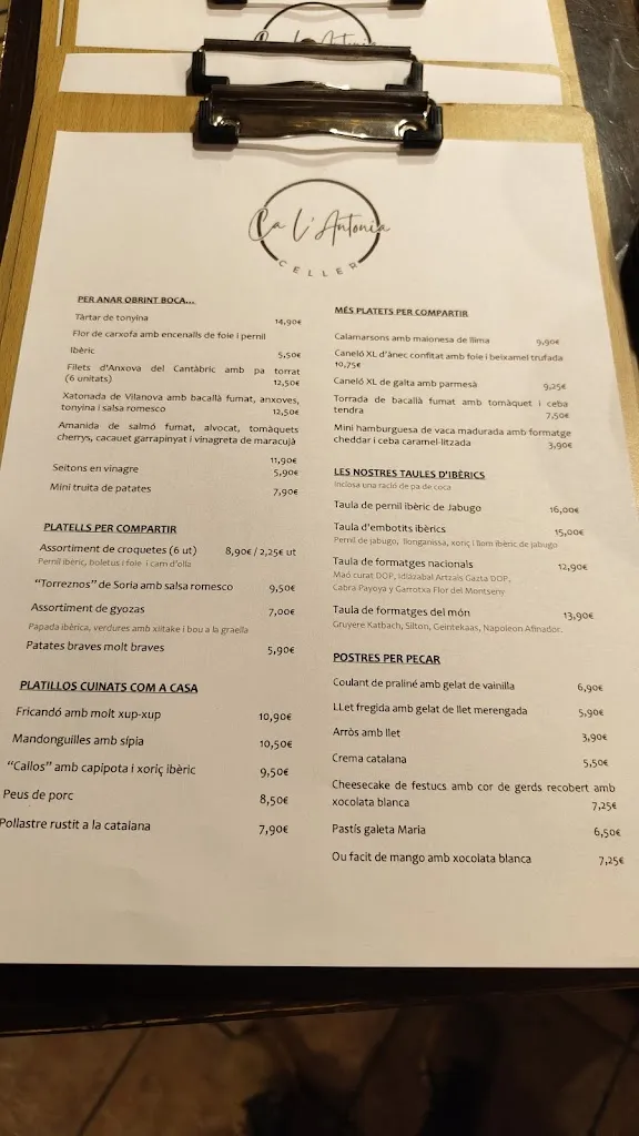 Menu_Celler Ca l'Antonia_Molins de Rei_image_1