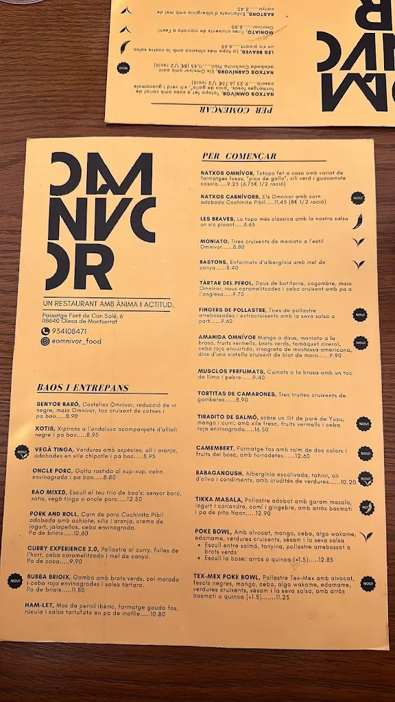 Menu_Omnívor - Vermouth / Restaurant / Cocktails_Olesa de Montserrat_image_2