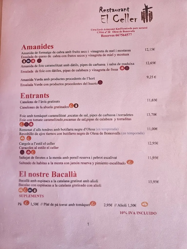 Menu_Restaurant El Celler_Olesa de Bonesvalls_image_1