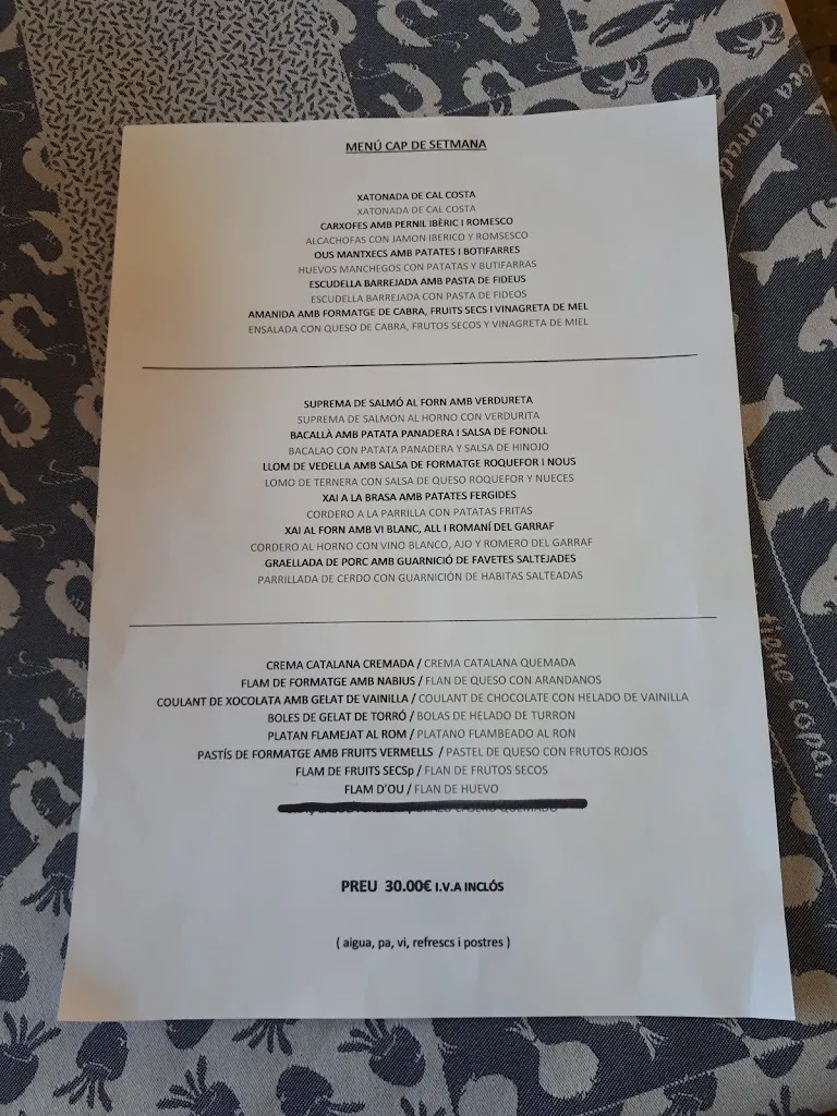 Menu_Restaurant La Costa_Olesa de Bonesvalls_image_1