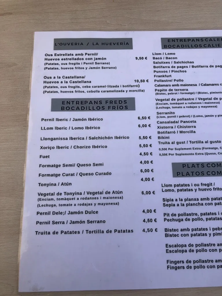 Menu_Bar El Punt D' Olesa_Olesa de Bonesvalls_image_1