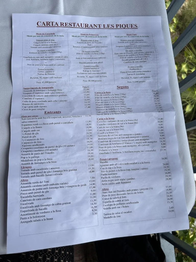 Menu_Restaurant Hostal Les Piques_Olivella_immagine_2