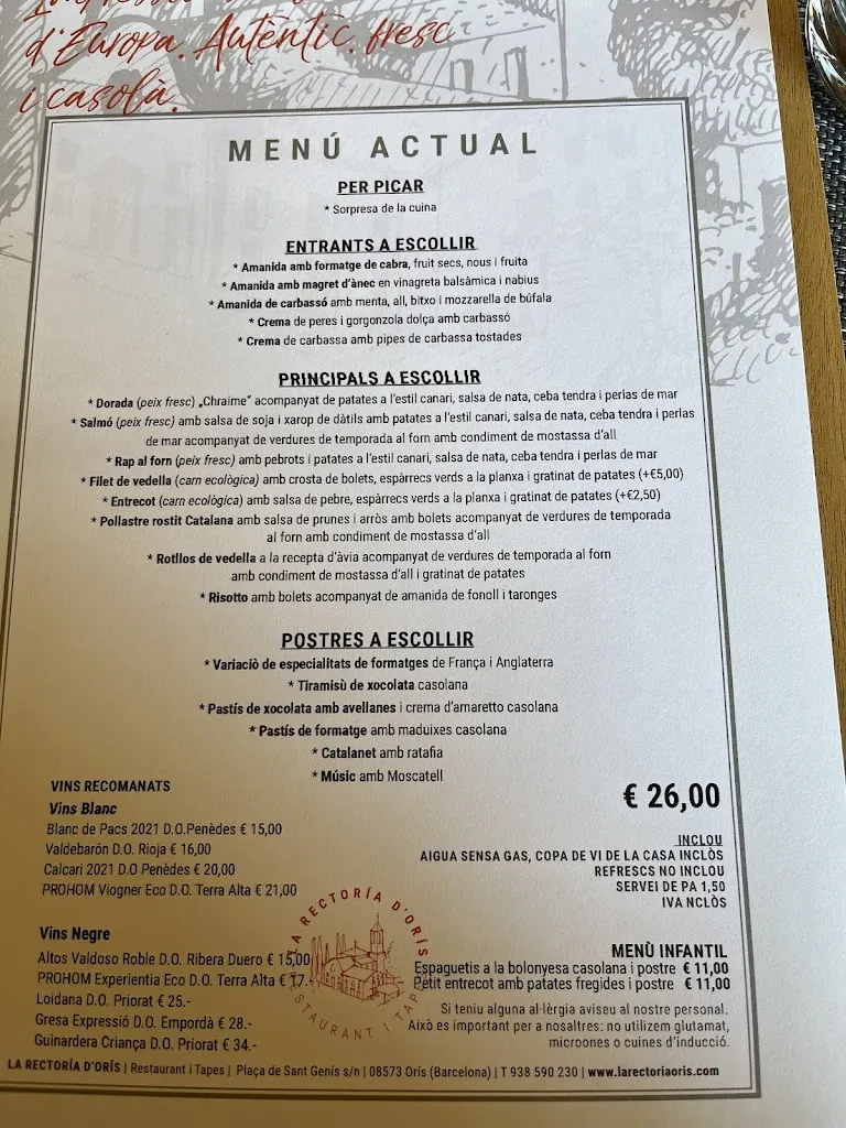 Menu_Restaurant La Rectoria d'Orís_Orís_image_1