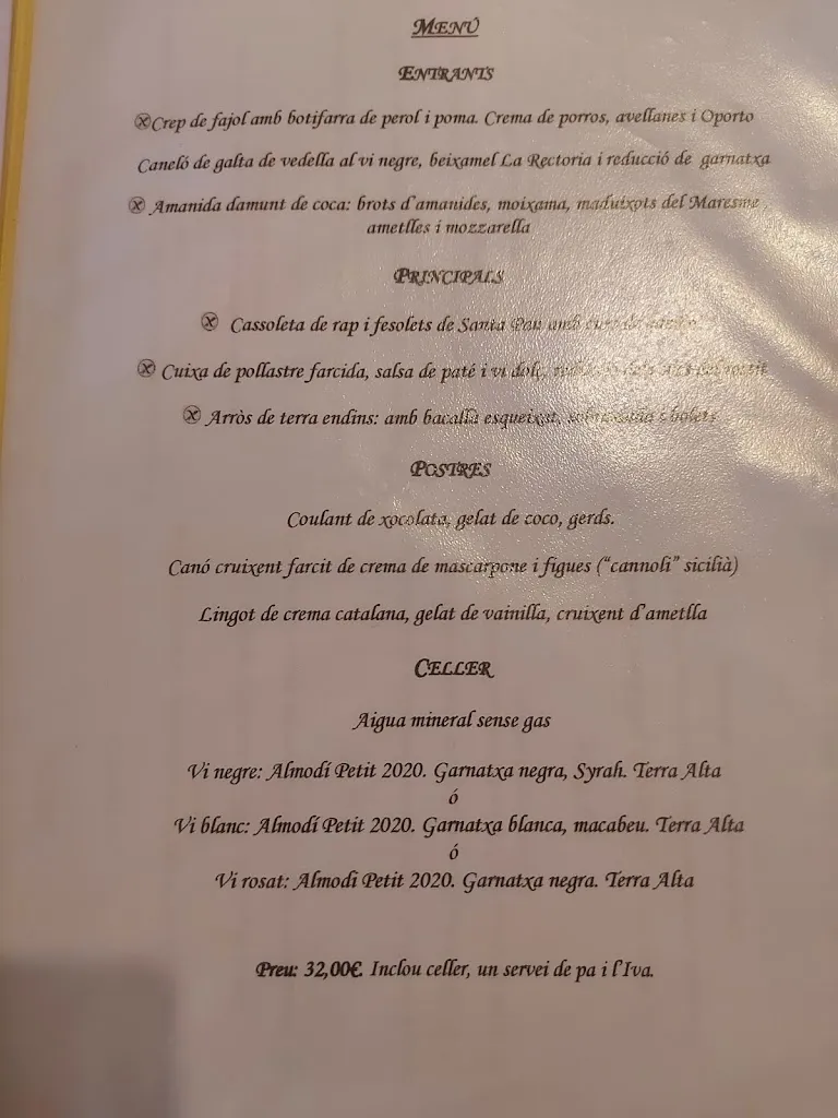 Menu_Restaurant La Rectoria d'Orís_Orís_image_3