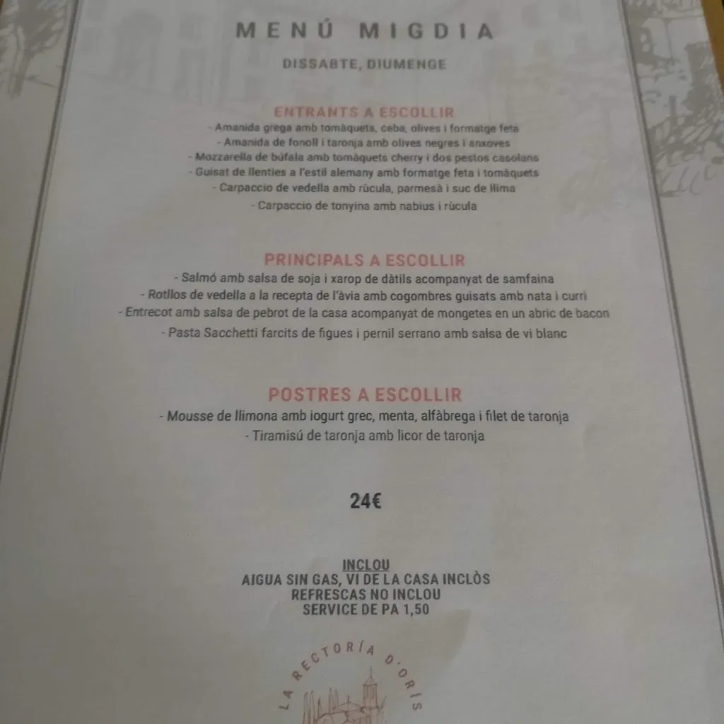 Menu_Restaurant La Rectoria d'Orís_Orís_image_4