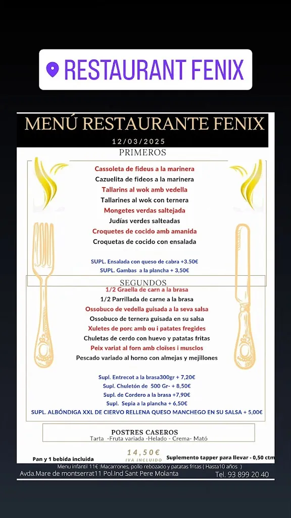 Menu_Restaurant Fénix Olérdola en Sant Pere Molanta_Olèrdola_image_4