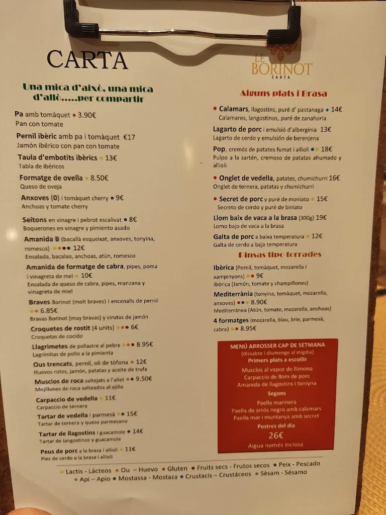 Menü_Le Borinot_Olèrdola_Bild_1