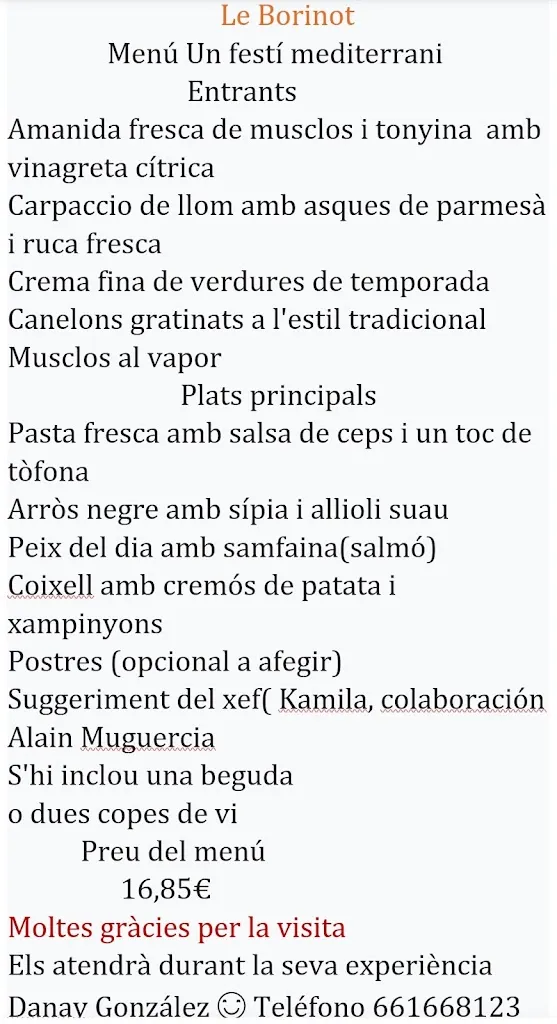 Menü_Le Borinot_Olèrdola_Bild_2