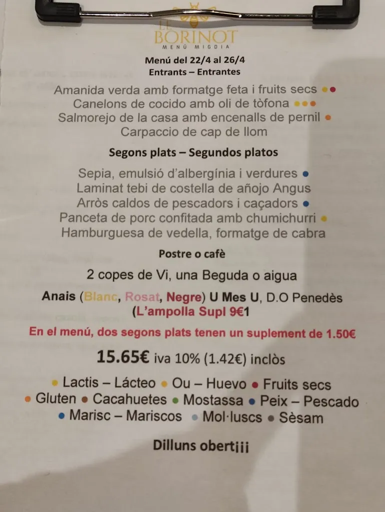 Menü_Le Borinot_Olèrdola_Bild_3