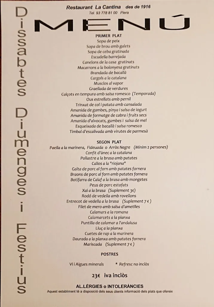 Menu_Restaurant la Cantina_Piera_image_1