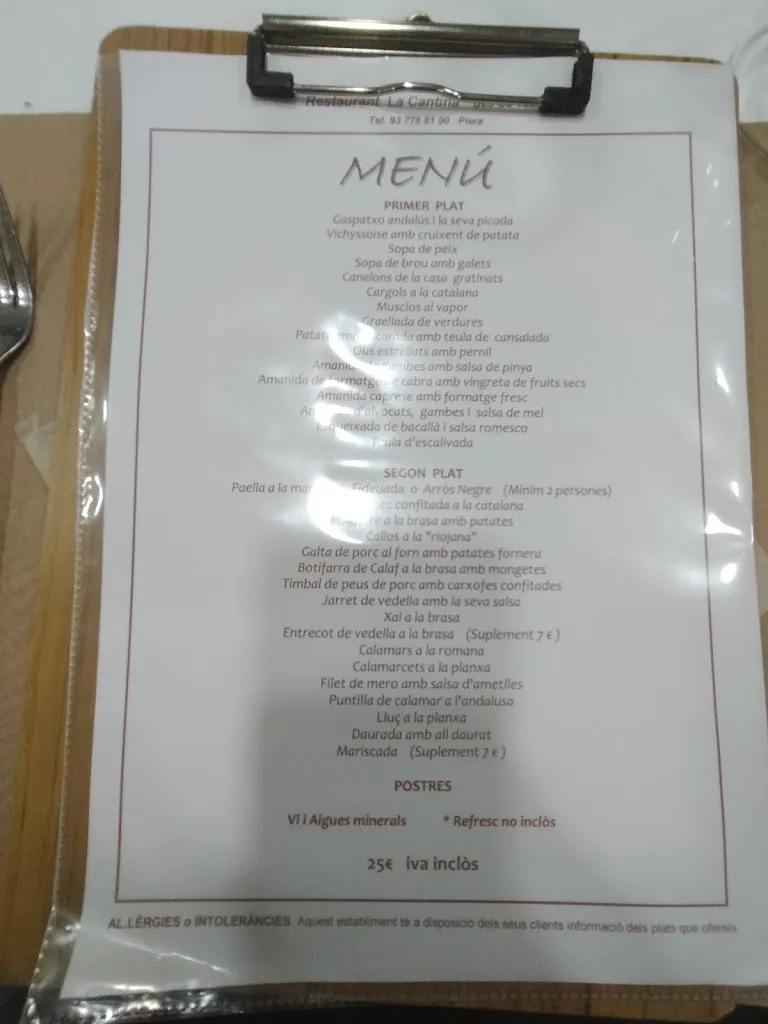 Menu_Restaurant la Cantina_Piera_image_3