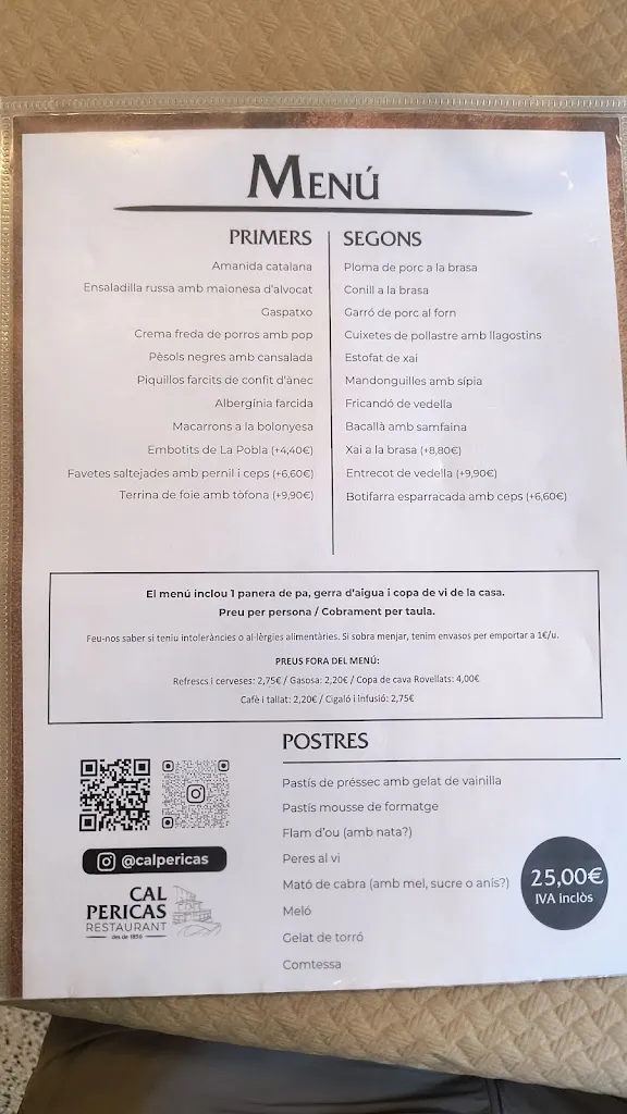 Menu_Cal Pericas Restaurant_Pobla de Lillet La_immagine_1