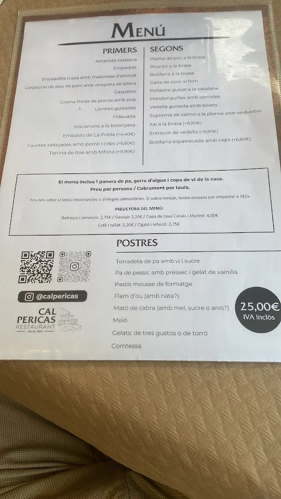 Menu_Cal Pericas Restaurant_Pobla de Lillet La_immagine_2