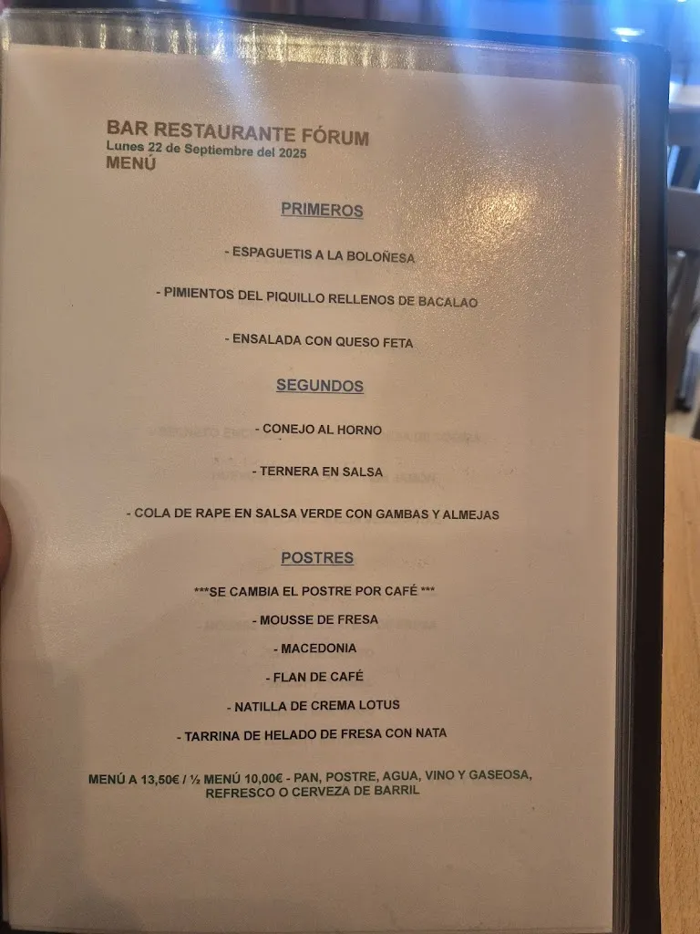 Menu_Bar Restaurante Forum_Montcada i Reixac_image_1