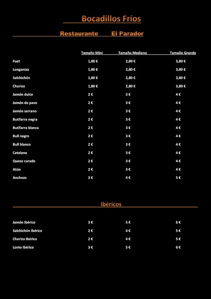 Menu_Bar el parador_Montcada i Reixac_image_1