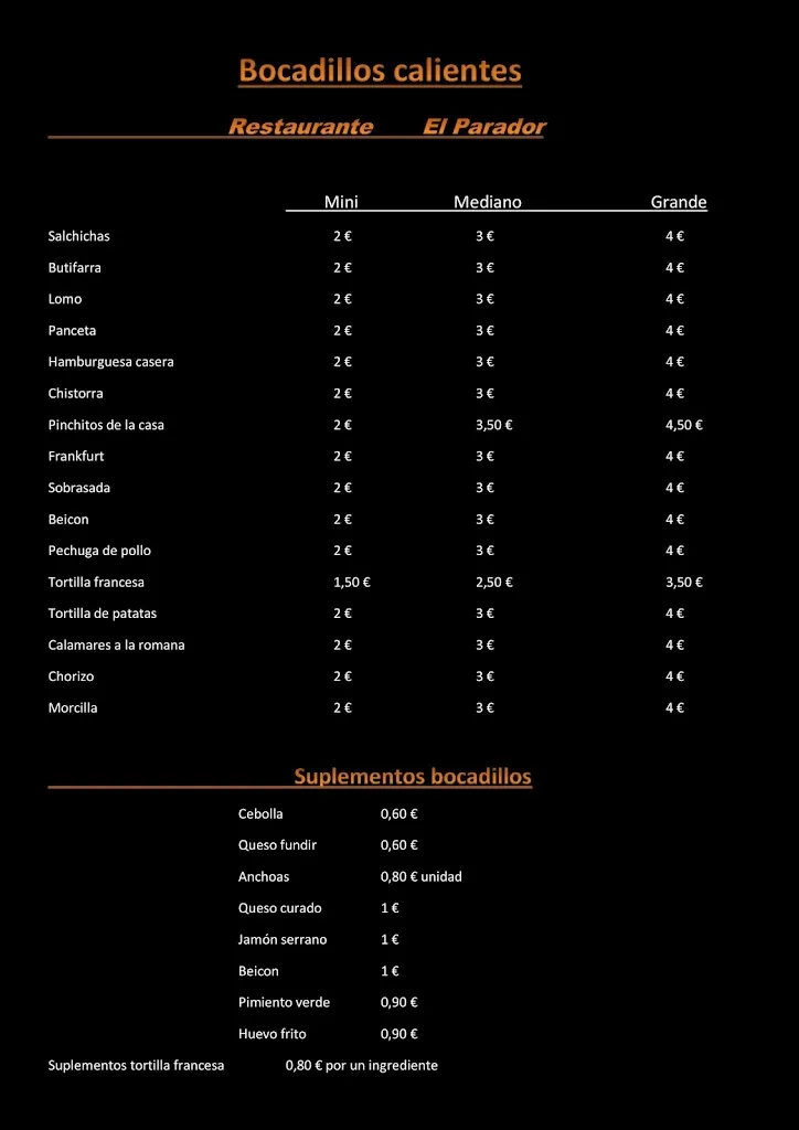 Menu_Bar el parador_Montcada i Reixac_image_2