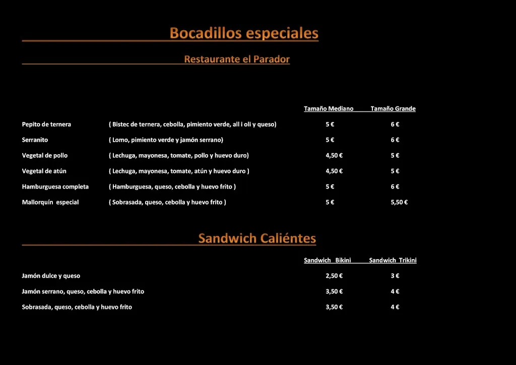 Menu_Bar el parador_Montcada i Reixac_image_4