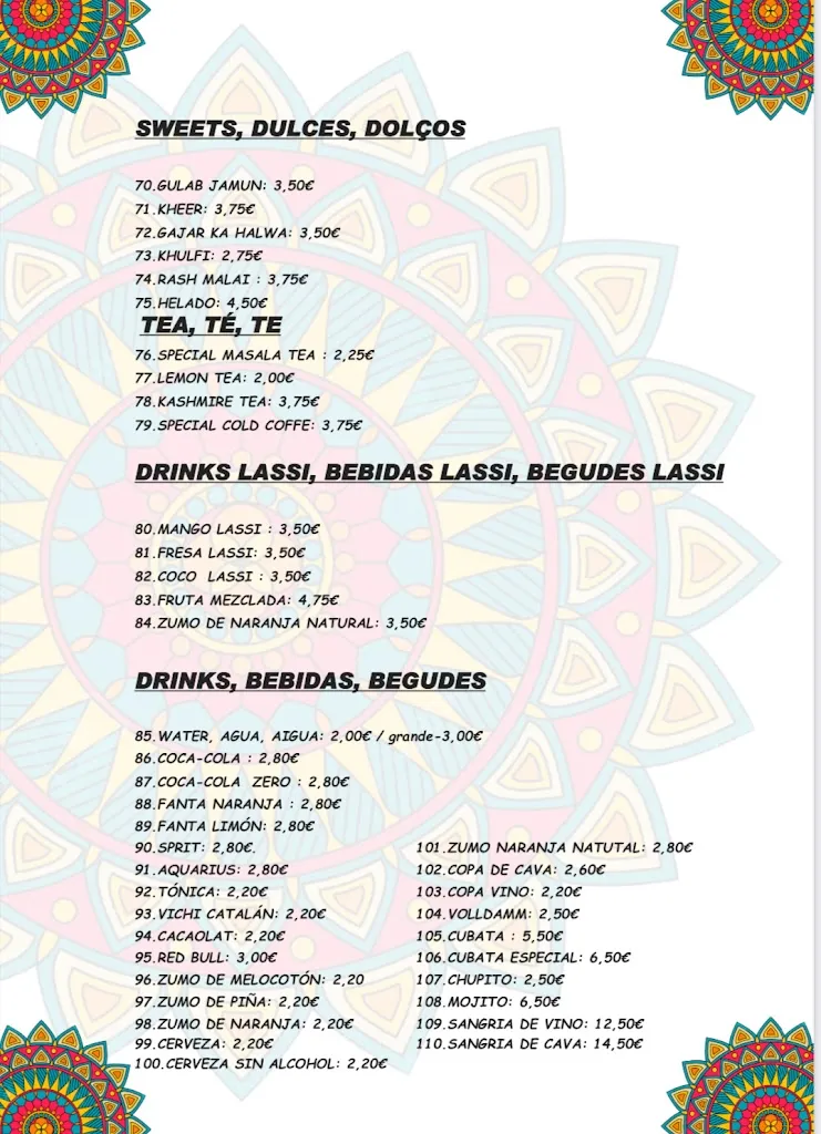 Menu_Indian Palace_Pineda de Mar_immagine_3