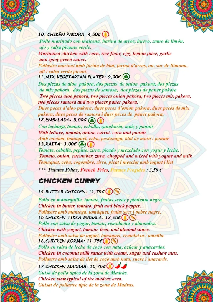 Menu_Indian Palace_Pineda de Mar_immagine_4