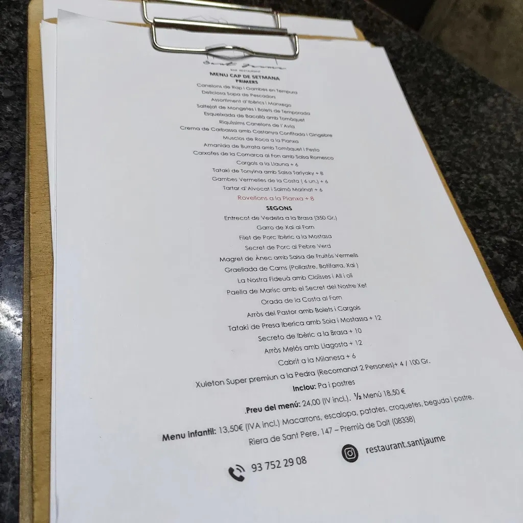 Menu_Restaurant Sant Jaume, Premià de Dalt_Premià de Dalt_image_3