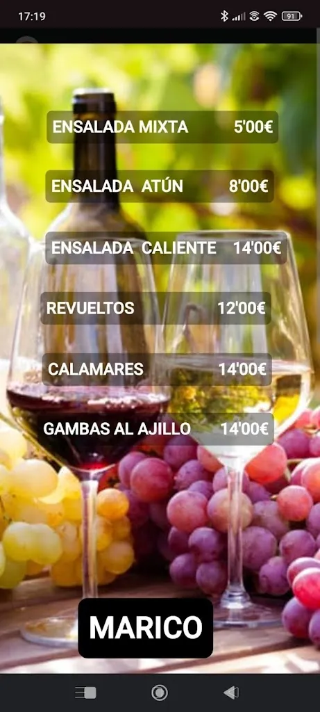 Menu_Bar Restaurante Marico_Noia_immagine_1