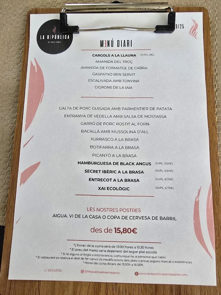 Menu_La República_Roca del Vallès La_image_1