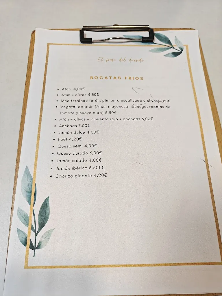 Menu_Bar restaurante El paso del duende_Palau-solità i Plegamans_immagine_3