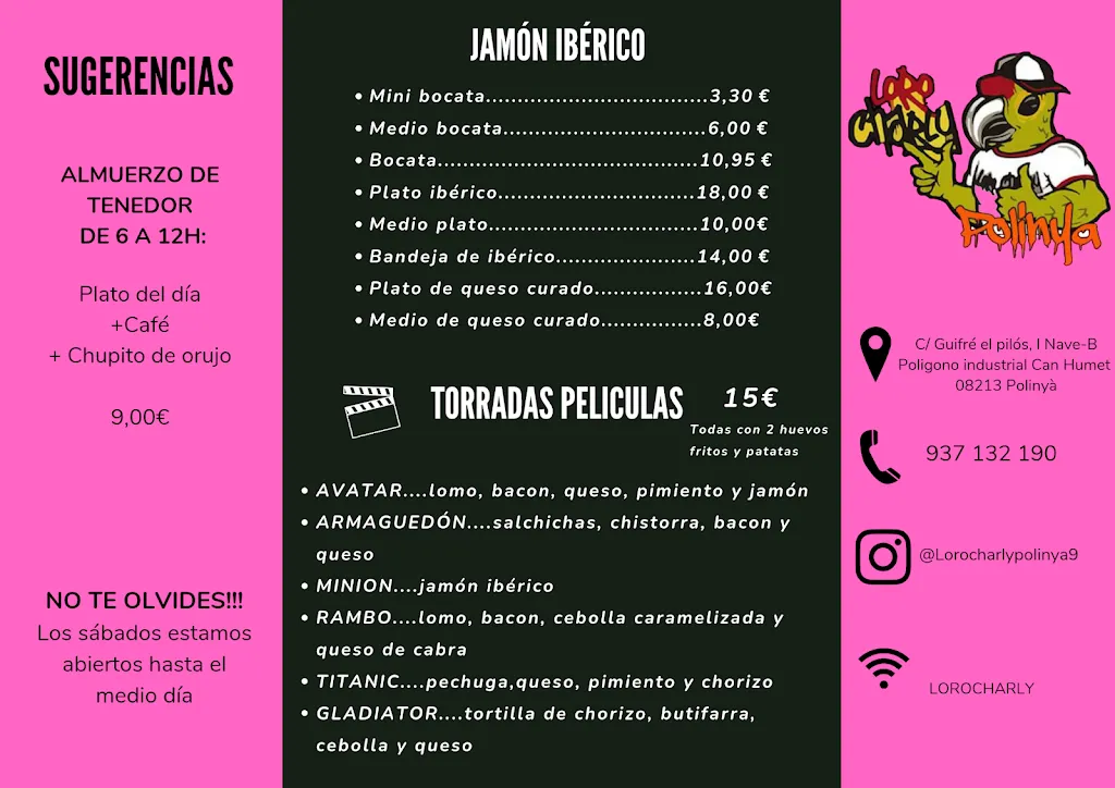 Menu_Loro Charly Polinyà_Polinyà_image_1