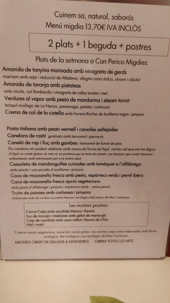 Menu_Can Perico - Restaurant i Per Endur!_Polinyà_image_4