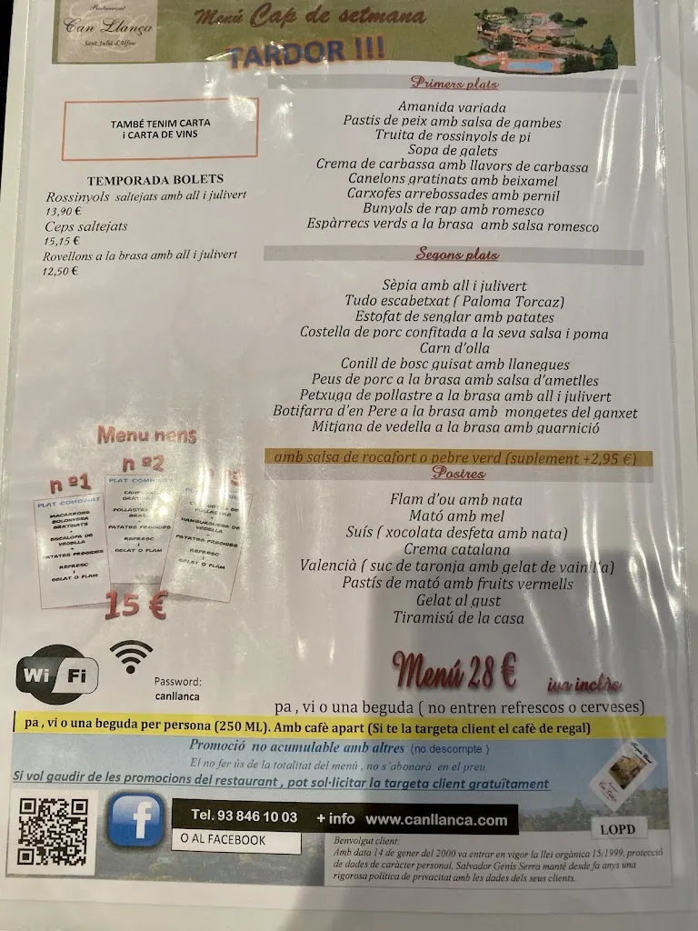 Menu_Restaurant Can Llança_Sant Antoni de Vilamajor_image_2
