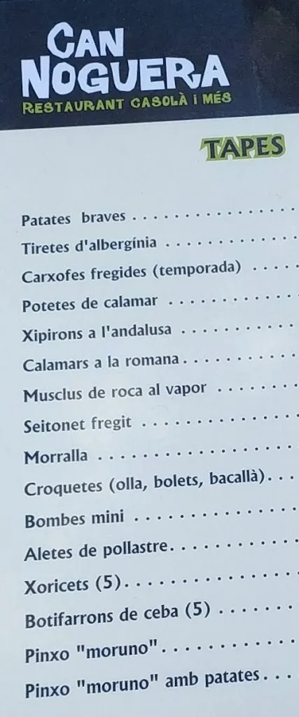 Menu_Restaurant Can Noguera_Sant Antoni de Vilamajor_image_1