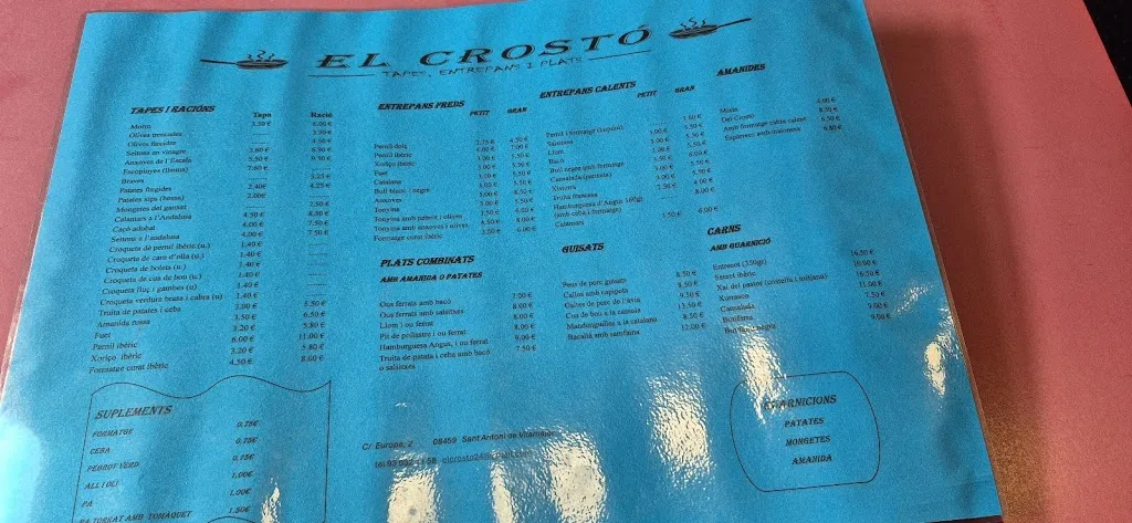 Menu_El Crostó_Sant Antoni de Vilamajor_immagine_1